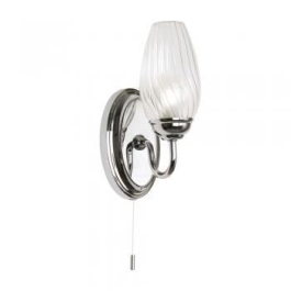 Sater Chrome with Glass Bathroom Wall Light